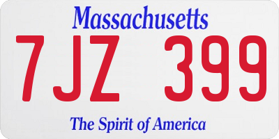 MA license plate 7JZ399