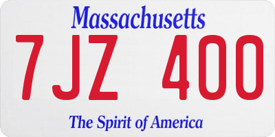 MA license plate 7JZ400