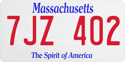 MA license plate 7JZ402