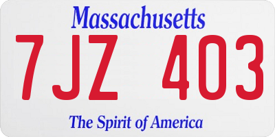 MA license plate 7JZ403