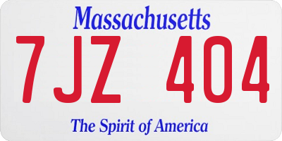 MA license plate 7JZ404