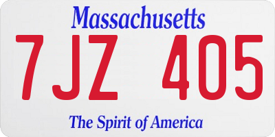 MA license plate 7JZ405