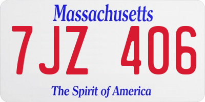 MA license plate 7JZ406