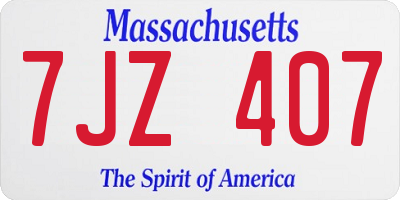MA license plate 7JZ407