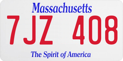 MA license plate 7JZ408