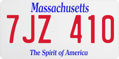 MA license plate 7JZ410