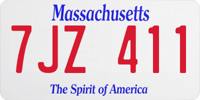 MA license plate 7JZ411
