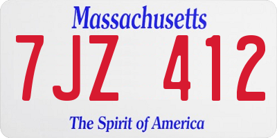 MA license plate 7JZ412