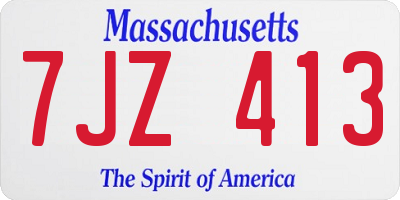 MA license plate 7JZ413