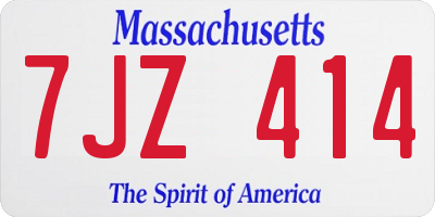 MA license plate 7JZ414