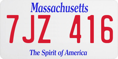 MA license plate 7JZ416