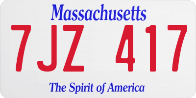 MA license plate 7JZ417