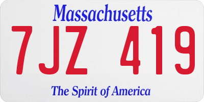 MA license plate 7JZ419