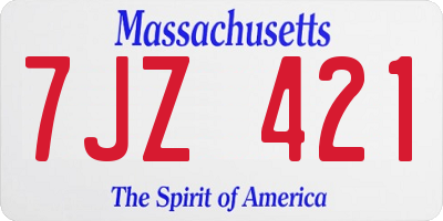 MA license plate 7JZ421
