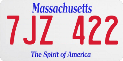 MA license plate 7JZ422