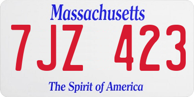 MA license plate 7JZ423