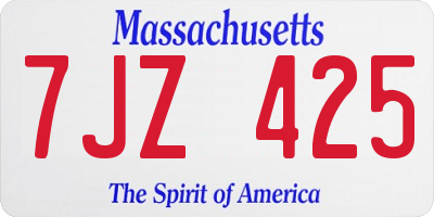 MA license plate 7JZ425