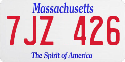 MA license plate 7JZ426