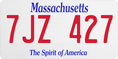MA license plate 7JZ427