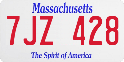 MA license plate 7JZ428