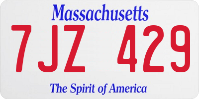 MA license plate 7JZ429