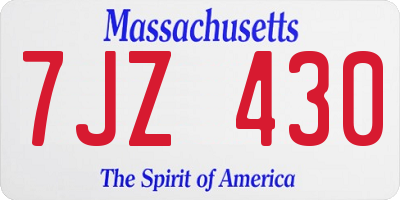 MA license plate 7JZ430