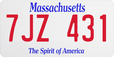 MA license plate 7JZ431