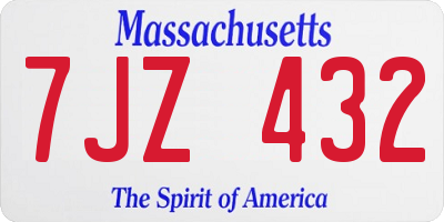 MA license plate 7JZ432