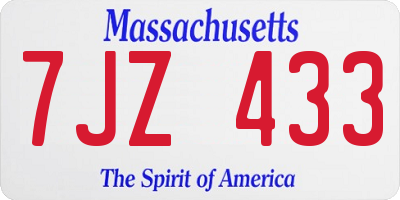MA license plate 7JZ433