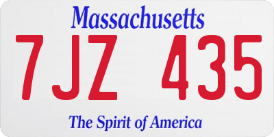 MA license plate 7JZ435