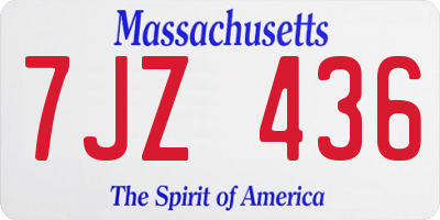 MA license plate 7JZ436
