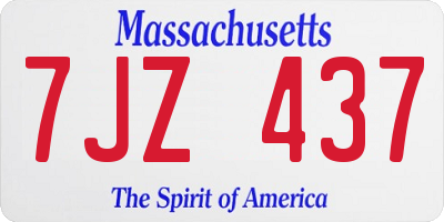 MA license plate 7JZ437