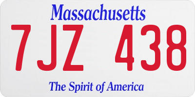 MA license plate 7JZ438