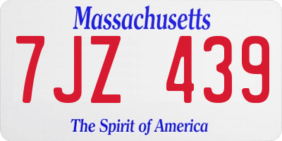 MA license plate 7JZ439