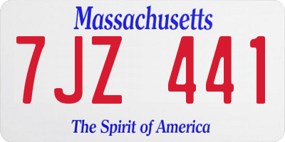 MA license plate 7JZ441
