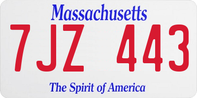 MA license plate 7JZ443