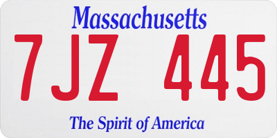 MA license plate 7JZ445