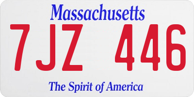 MA license plate 7JZ446