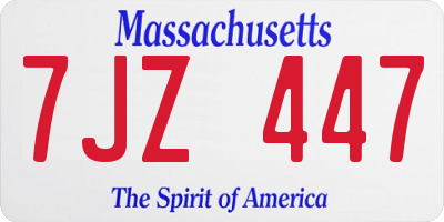 MA license plate 7JZ447