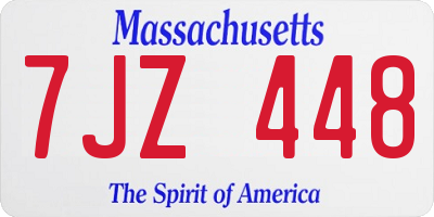 MA license plate 7JZ448