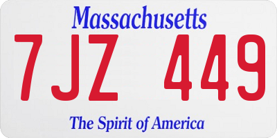 MA license plate 7JZ449