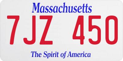 MA license plate 7JZ450