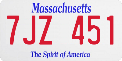 MA license plate 7JZ451