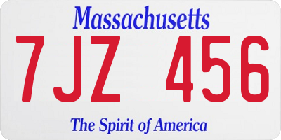 MA license plate 7JZ456