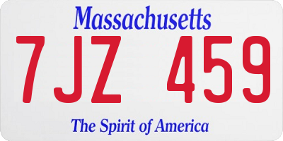 MA license plate 7JZ459