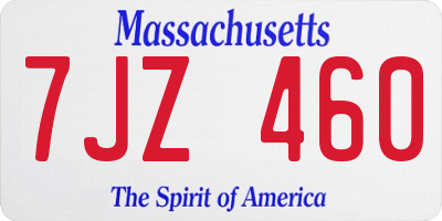 MA license plate 7JZ460