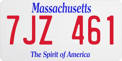 MA license plate 7JZ461
