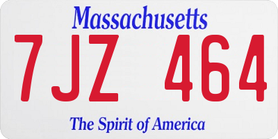 MA license plate 7JZ464