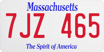 MA license plate 7JZ465