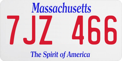 MA license plate 7JZ466